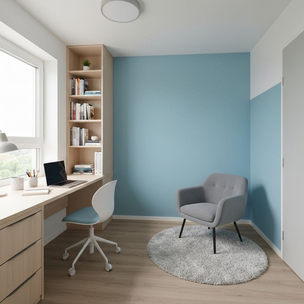 Student apartment with desk and laptop